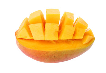 Slice of mango isolated on a white background