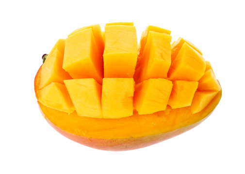 Slice of mango isolated on a white background.