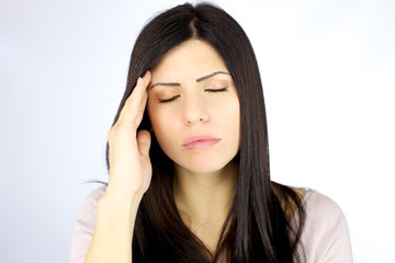 Woman suffering strong migraine