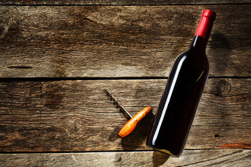 Wine Bottle on a wooden background