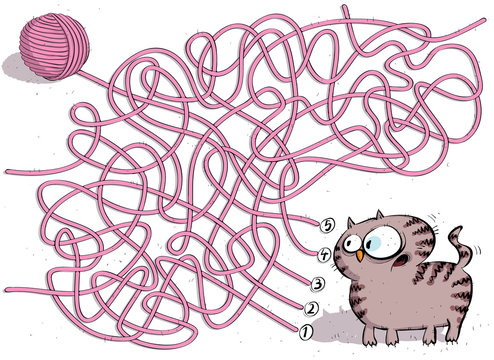 Kitten And Wool Ball Maze Game ... solution: No. 2