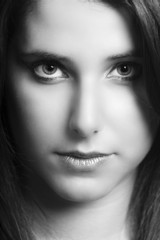 Fototapeta premium Beautiful girl portrait B&W image
