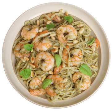 Linguine Pasta With Shrimp And Pesto