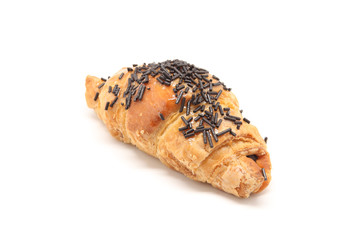 chocolate croissant isolated on white background