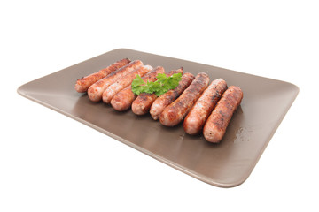 sausage plate isolated on white background