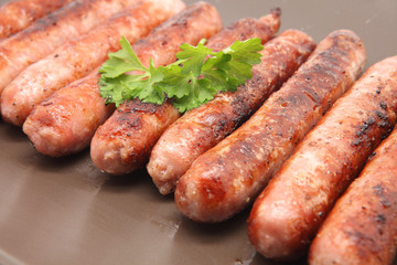 sausage plate isolated on white background
