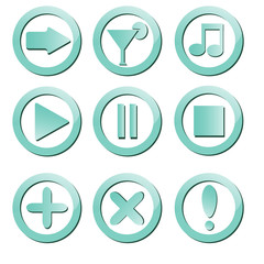 Set of cut out buttons with icons