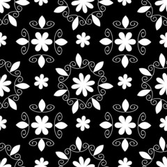 Black and white seamless ornamental pattern