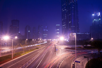 Fototapeta na wymiar Shanghai Pudong night highway