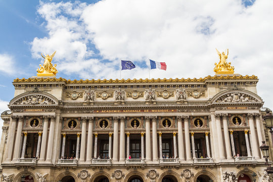 Architectural details of Opera National de Paris: Front Facade.