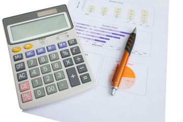 close up calculator with paper