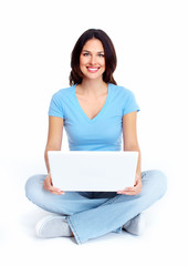 Naklejka premium Woman with laptop computer.