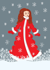santa girl vector illustration