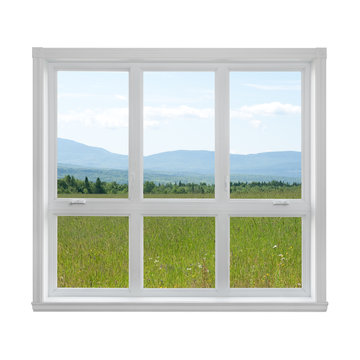 Summer landscape seen through the window