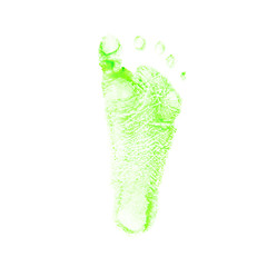 child foot prints in green color