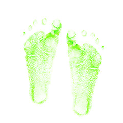 child feet prints both right and left in green color