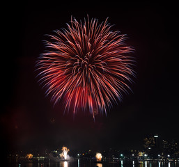 Fireworks at Pattaya beach, Thailand