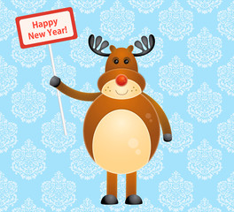 Card with cheerful deer
