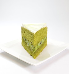 Piece of green tea cake