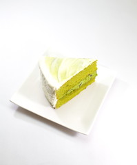 Piece of green tea cake