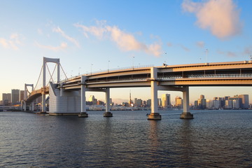 Rainbow Bridge from Odaiba, Tokyo, Japan