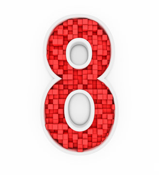 Number eight from red cubes