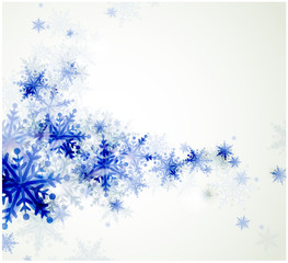 Christmas background with abstract blue snowflakes