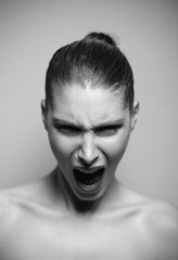 Beautiful woman shouting angry