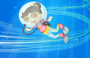 Foto op Plexiglas Onderwaterwereld onder water meisje