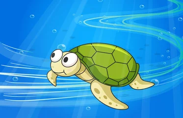 Meubelstickers onder water schildpad © GraphicsRF