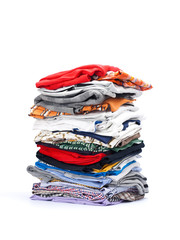 Stack of clothes isolated on white background