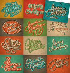 Christmas vintage cards set (vector)