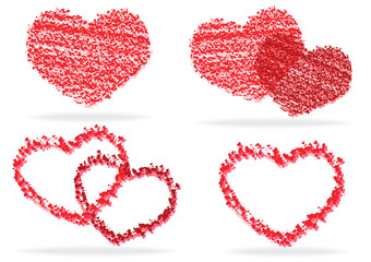 set of stylized hearts