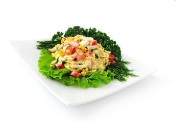 a salad of corn and Chinese cabbage