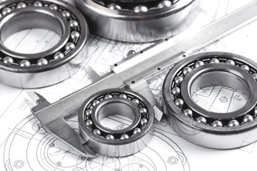 technical drawing and pinion with bearings
