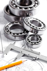 technical drawing and pinion with bearings