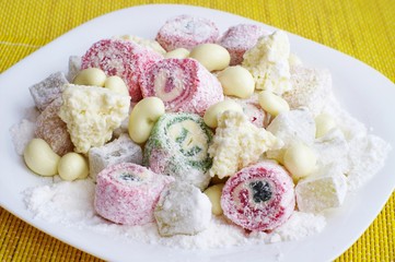 The Turkish sweets on a plate