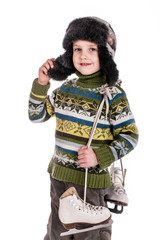 boy with skates, insulated background