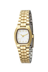 Luxury golden woman wristwatch on white background
