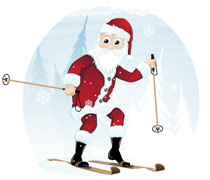 Santa Claus on skis