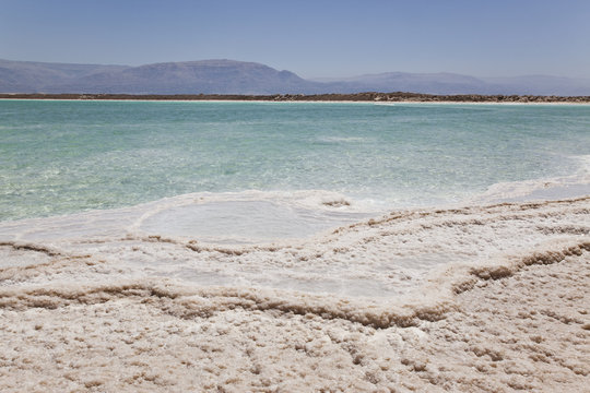 Crystals of salt in the Dead sea