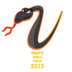 Vector New Year's Eve greeting card with black snake.