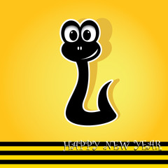 Vector New Year's Eve greeting card with black snake.