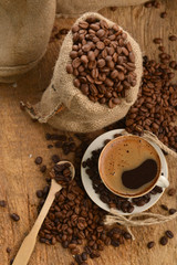 Coffee beans and cupCoffee beans and cup