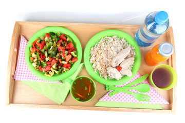 The food on plane isolated on white