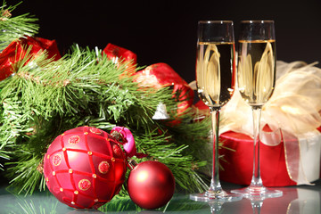 Glasses of champagne at new year party