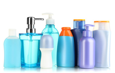 A lot of different cosmetic products for personal care isolated