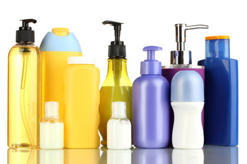 A lot of different cosmetic products for personal care isolated