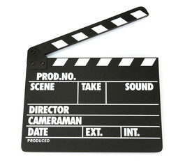 Fototapeta na wymiar Produkcja board Movie klakier na białym