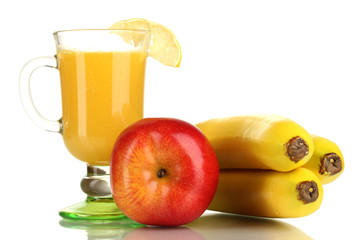 Delicious multifruit juice isolated on white